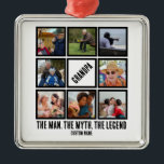 カスタムおじいちゃん男の神話の伝説8 Photo Collage メタルオーナメント<br><div class="desc">おじいちゃんパーソナライズされたは、伝説の8写真コラージュ男の神話。こカスタマイズの父親の日の贈り物8枚の写真と名前。</div>