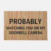カスタムおそらく私のドアベルであなたを見ているおもしろい ドアマット (正面)