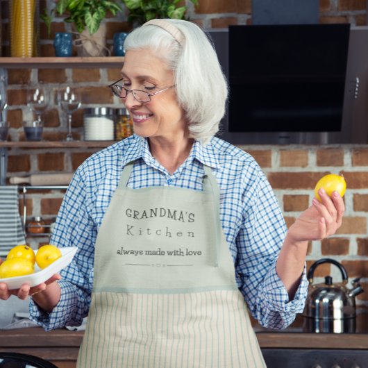 カスタムおばあちゃんのキッチンクリー淡い色のム&ブルーストライプの エプロン