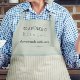 カスタムおばあちゃんのキッチンクリー淡い色のム&ブルーストライプの エプロン