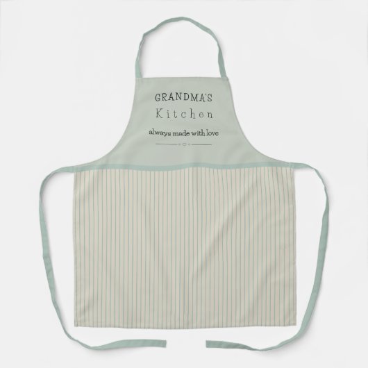 カスタムおばあちゃんのキッチンクリー淡い色のム&ブルーストライプの エプロン (正面)