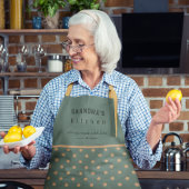 カスタムおばあちゃんのキッチンブルーとタン水玉模様 エプロン