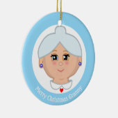 カスタムおばあちゃんの写真on Light Blue & White セラミックオーナメント (右)