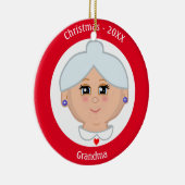 カスタムおばあちゃんイメージオン赤と白 セラミックオーナメント (右)