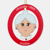 カスタムおばあちゃんイメージオン赤と白 セラミックオーナメント (左)