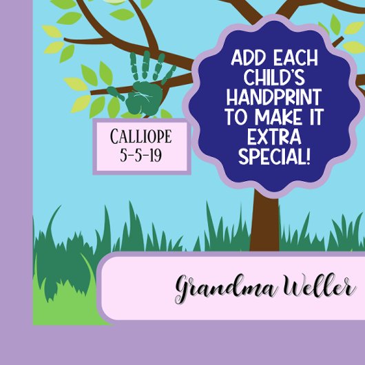 カスタムおばあちゃんギフト追加ハンドプリントと名前5子供 タペストリー