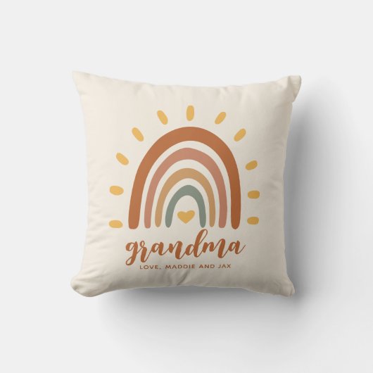 カスタムおばあちゃんボーホアーストゥーンレインボーサン クッション (正面)