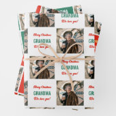 カスタムおばあちゃん写真おもしろい写真メリークリスマス ラッピングペーパーシート (インサイチュ)