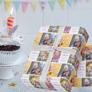 カスタムおばあちゃん誕生日グランドキッズフォトコラージュ ラッピングペーパー