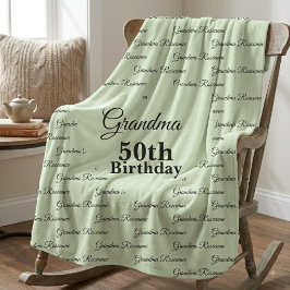 カスタムおばあちゃん50歳の誕生日 名前入り シェルパブランケット