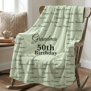 カスタムおばあちゃん50歳の誕生日 名前入り シェルパブランケット