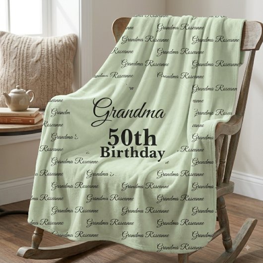 カスタムおばあちゃん50歳の誕生日 名前入り シェルパブランケット