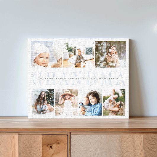 カスタムおばあちゃん7写真孫コラージュ キャンバスプリント