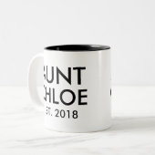 カスタムおばさん |新生児妊娠のお知らせ ツートーンマグカップ (正面左)