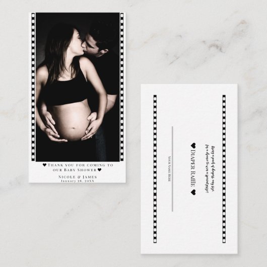 カスタムおむつラッフルベビーシャワーフォトプライズカード 名刺 (正面/裏面)