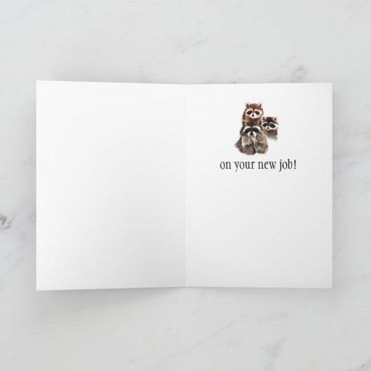 カスタムおめでとうございますおもしろい吹アライグマキス カード (内部)