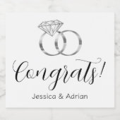 カスタムおめでとうシルバー結婚ズリングや輪婚約 スパークリングワインラベル (シングルラベル)
