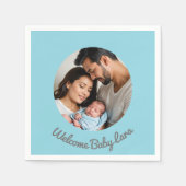 カスタムおめでとう男の赤ちゃんブルーウェルカムベビー スタンダードカクテルナプキン (正面)