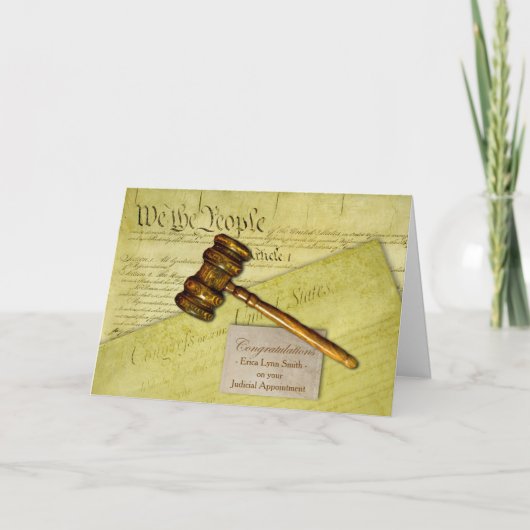 カスタムおめでとう、法律テーマ、Gavelドキュメント カード (正面)