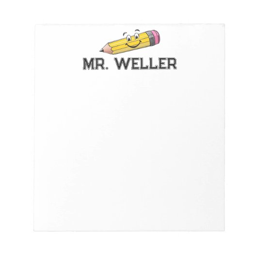 カスタムおもしろいお洒落笑顔の鉛筆ブロック文字 ノートパッド (正面)