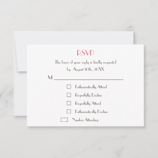 カスタムおもしろいウェディングRSVP返信招待状カード 出欠カード (正面)