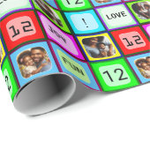 カスタムおもしろいカラフルパーソナライズされた文字と3枚の写真 ラッピングペーパー (ロールコーナー)