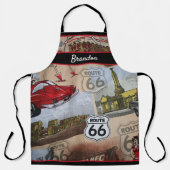 カスタムおもしろいカラフルルート66車コラージパターン エプロン (正面)