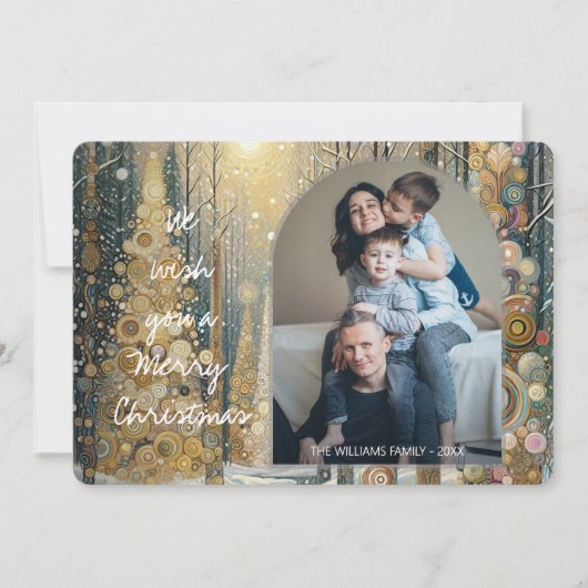 カスタムおもしろいカラフル抽象芸術ウィンターワンダーランドアート シーズンカード (正面)