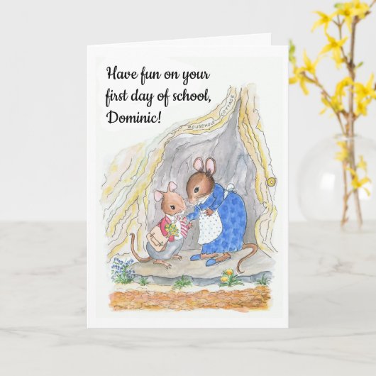 カスタムおもしろいカワイトマウス福音新校 カード (黄色い花)