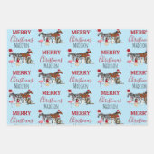 カスタムおもしろいクリスマス動物サンタ帽子ライト ラッピングペーパーシート (正面3)