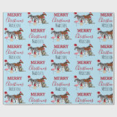 カスタムおもしろいクリスマス動物サンタ帽子ライト ラッピングペーパー (フラット)