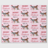 カスタムおもしろいクリスマス動物サンタ帽子ライト ラッピングペーパー (フラット)