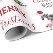 カスタムおもしろいクリスマス動物サンタ帽子ライト ラッピングペーパー (ロールコーナー)