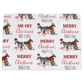 カスタムおもしろいクリスマス動物サンタ帽子ライト ラージペーパーバッグ (正面)