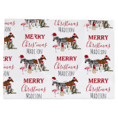 カスタムおもしろいクリスマス動物サンタ帽子ライト ラージペーパーバッグ (裏面)