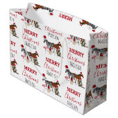 カスタムおもしろいクリスマス動物サンタ帽子ライト ラージペーパーバッグ (裏面アングル)