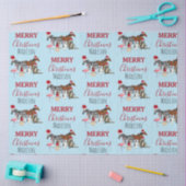 カスタムおもしろいクリスマス動物サンタ帽子ライト 薄葉紙 (クラフト)