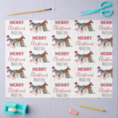 カスタムおもしろいクリスマス動物サンタ帽子ライト 薄葉紙 (クラフト)