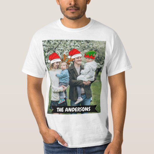 カスタムおもしろいクリスマス家族の友だち写真 Tシャツ (正面)