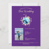 カスタムおもしろいグローブ宛先パスポ結婚ート 招待状 (裏面)