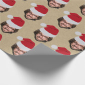 カスタムおもしろいサンタハット顔フォトクラフト ラッピングペーパー (角)