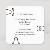 カスタムおもしろいシンプル可愛い犬の猫の鳥ペットサービス スクエア名刺 (裏面)