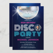 カスタムおもしろいディスコパーティーレトロ100誕生日 招待状 (正面/裏面)