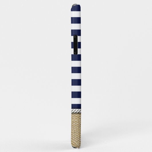 カスタムおもしろいネイビーブルーホワイトストライプジュテブラフェイクップ Case-Mate iPhoneケース (裏面/右)