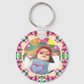 カスタムおもしろいピンクハッピーマザーズデイキープサケ キーホルダー (裏面)