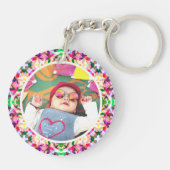 カスタムおもしろいピンクハッピーマザーズデイキープサケ キーホルダー (裏面)