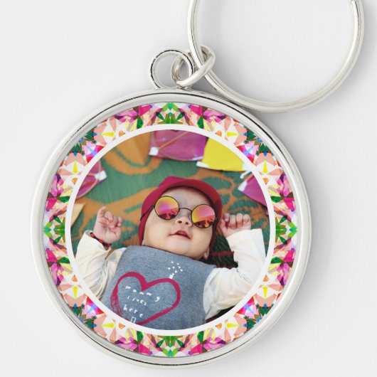 カスタムおもしろいピンクハッピーマザーズデイキープサケ キーホルダー (正面)