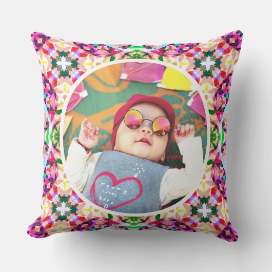 カスタムおもしろいピンクハッピーマザーズデイキープサケ クッション (正面)