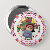 カスタムおもしろいピンクハッピーマザーズデイキープサケ 缶バッジ (正面&裏面)