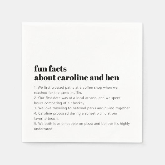 カスタムおもしろいファクト新郎結婚の白黒 スタンダードカクテルナプキン (正面)